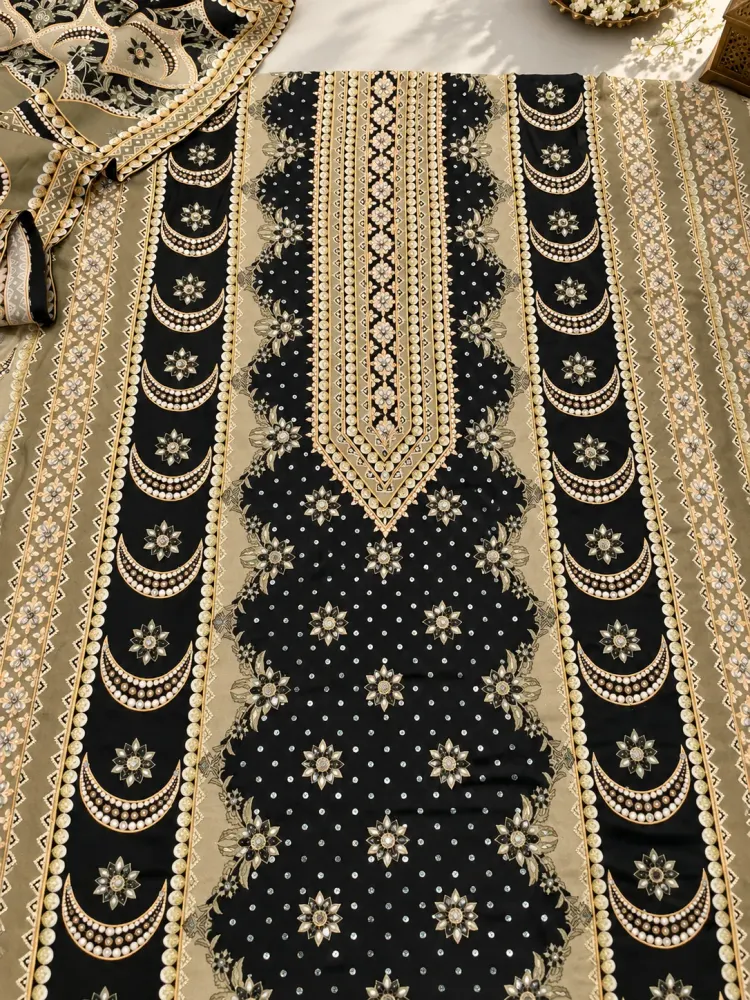 Mehndi Green Multicolour Unstitched Suit-2