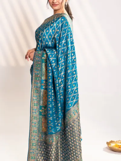 Blue Banarasi Silk Saree-6