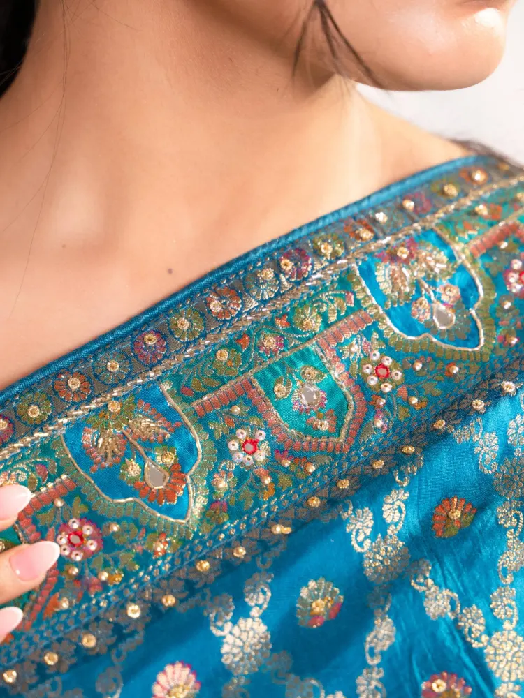 Blue Banarasi Silk Saree-2