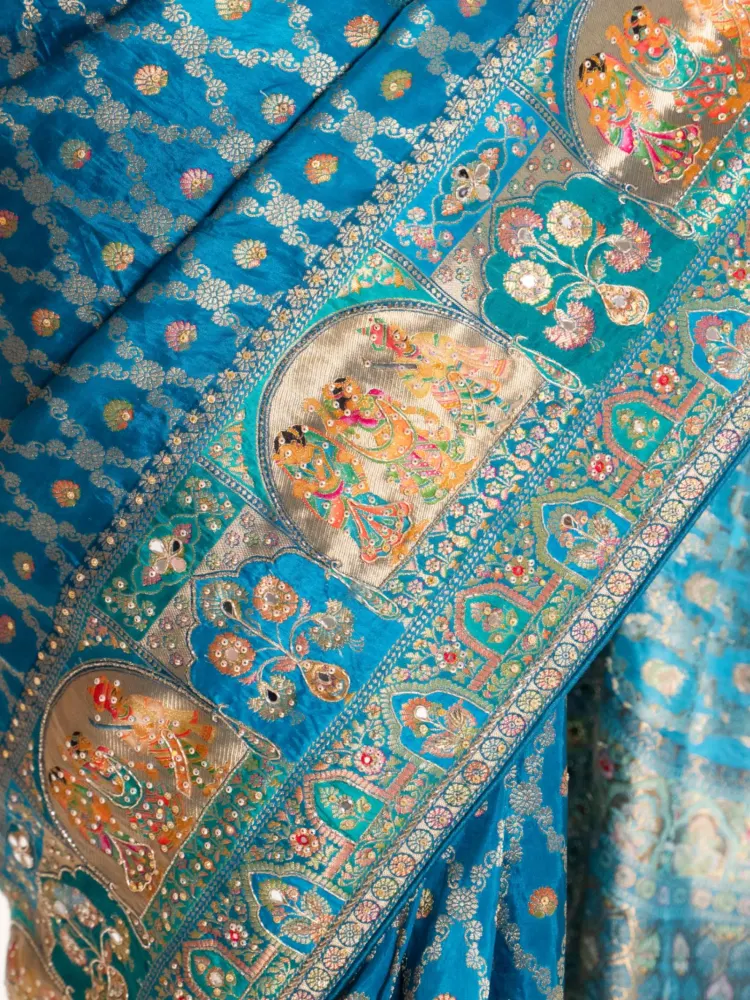 Blue Banarasi Silk Saree-4