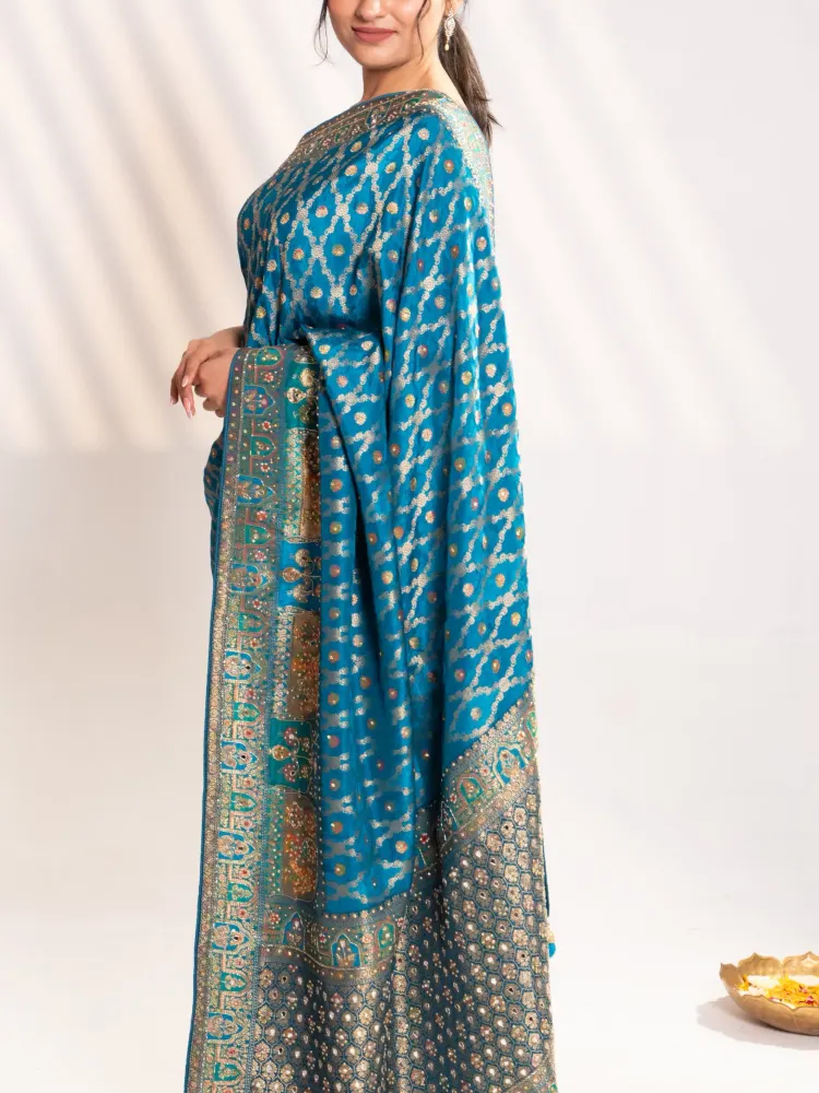 Blue Banarasi Silk Saree-6