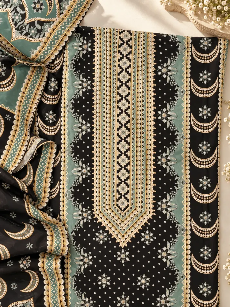 Light Sea Green Multicolour Unstitched Suit-2