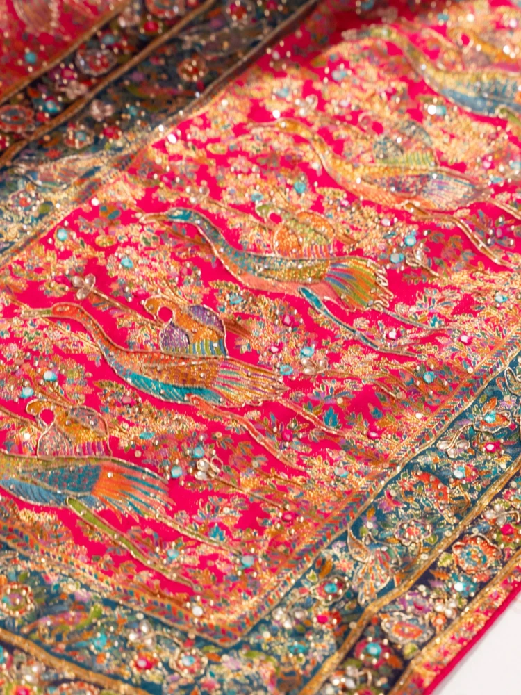 Bright Rani Pink Banarasi Silk Saree with Peacock Motifs & Tassel Pallu thumbnail 5