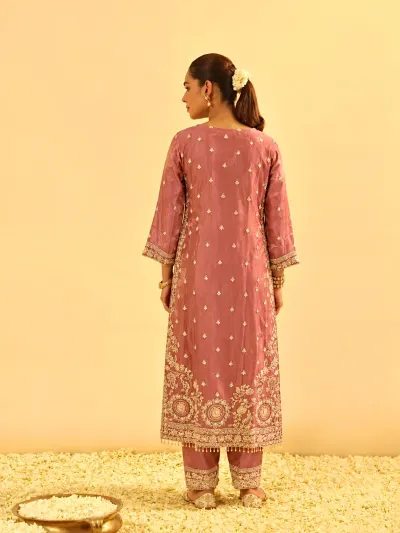 Mauve Pink Bridal Kurta Set-0