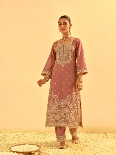 Mauve Pink Bridal Kurta Set-1