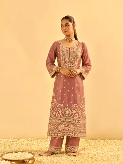 Mauve Pink Bridal Kurta Set-3
