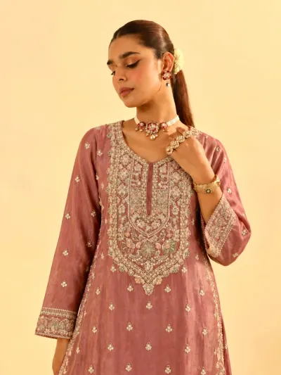Mauve Pink Bridal Kurta Set-4