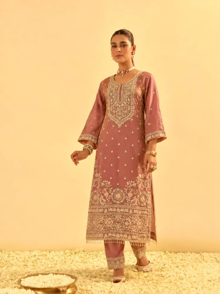 Mauve Pink Bridal Kurta Set-1