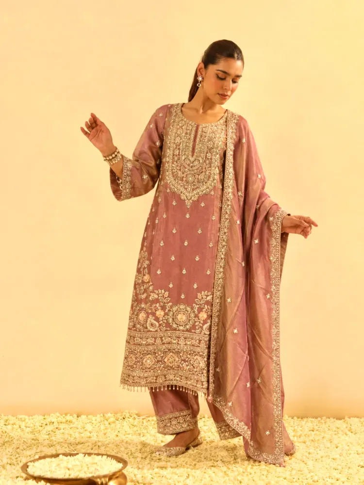 Mauve Pink Bridal Kurta Set-2