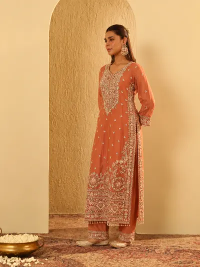Orange Bridal Kurta Set-3
