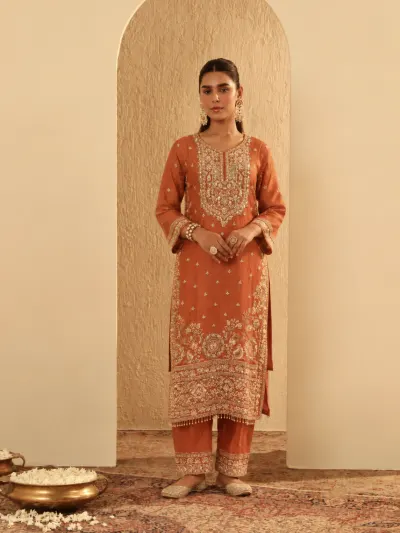 Orange Bridal Kurta Set-0