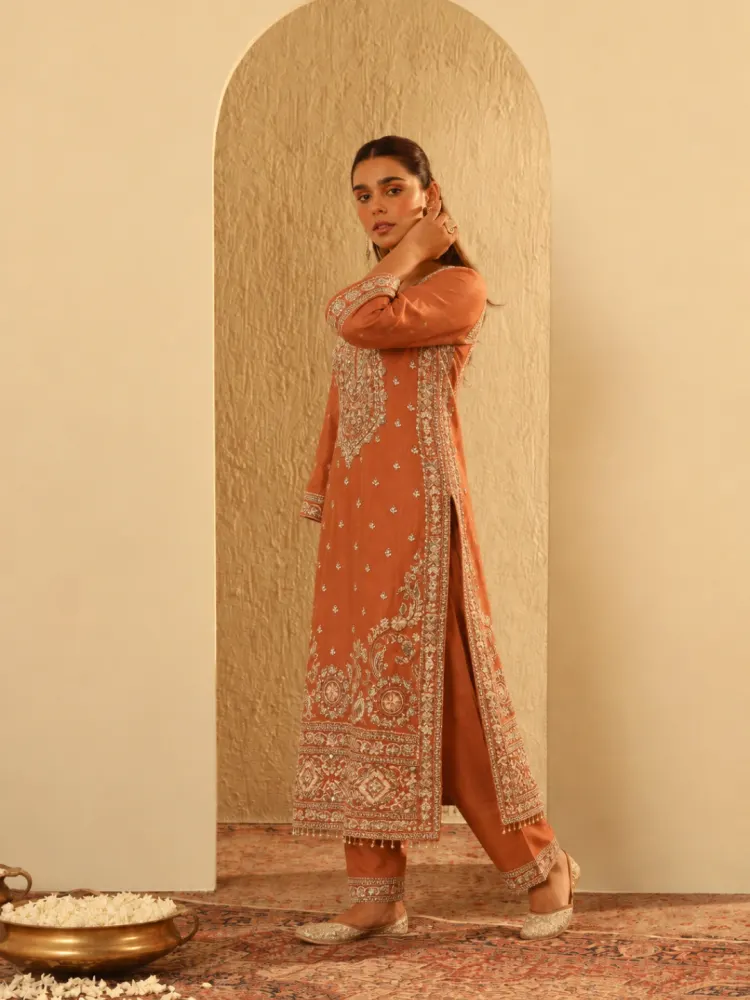 Orange Bridal Kurta Set-2