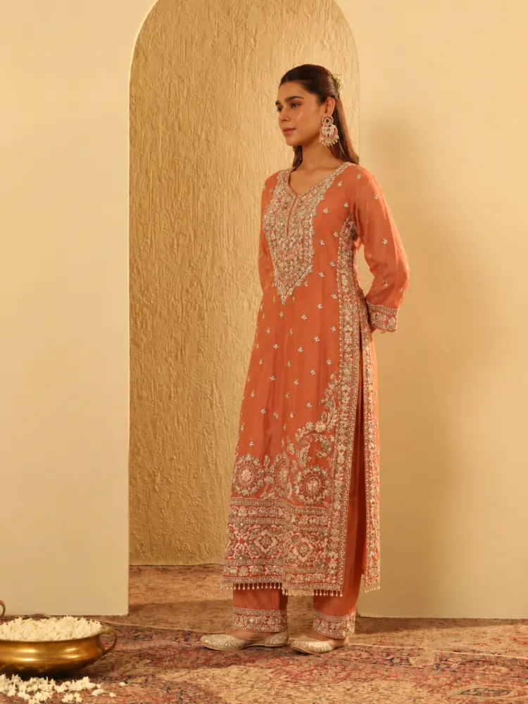 Orange Bridal Kurta Set-3