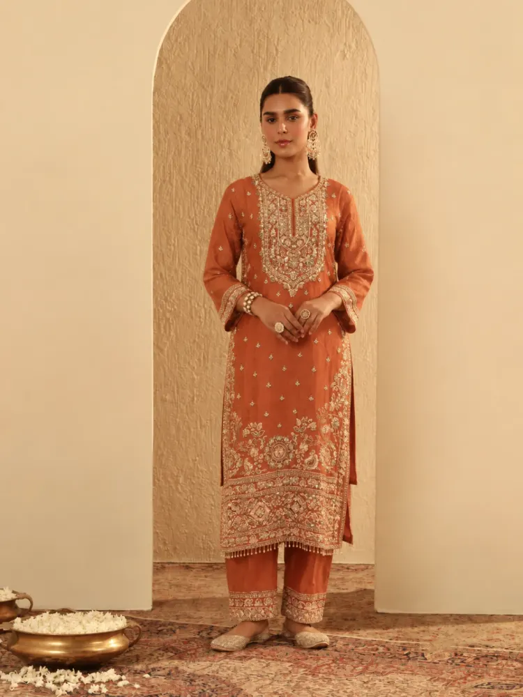 Orange Bridal Kurta Set-0
