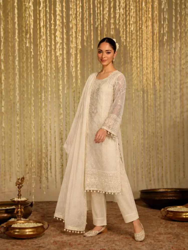 Ivory Mul Cotton Kurta Set-3
