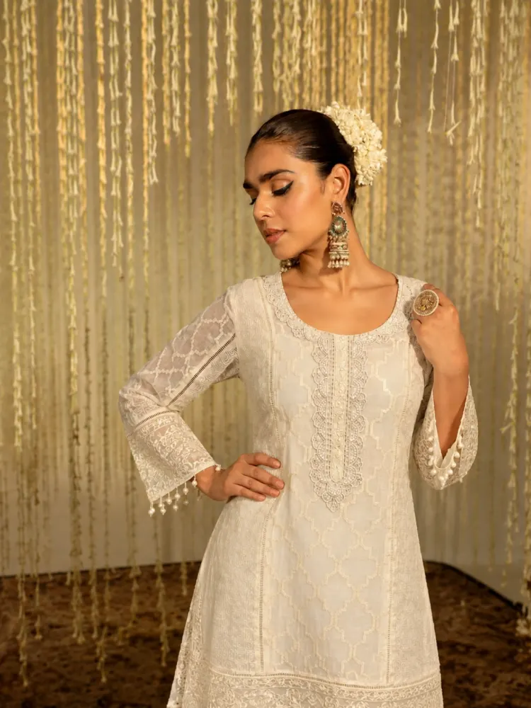 Ivory Mul Cotton Kurta Set-4