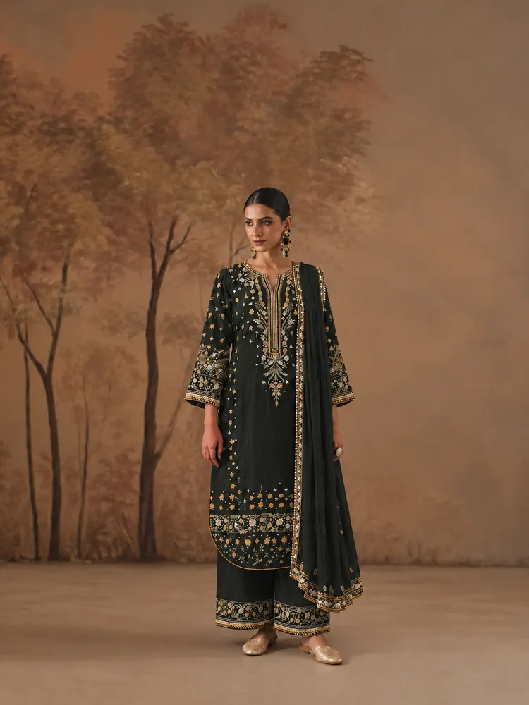 Green Pakistani Long Suit-0
