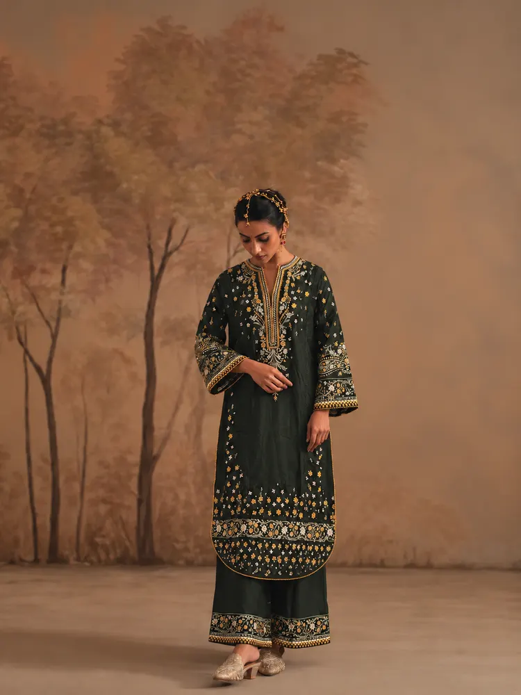 Green Pakistani Long Suit-4