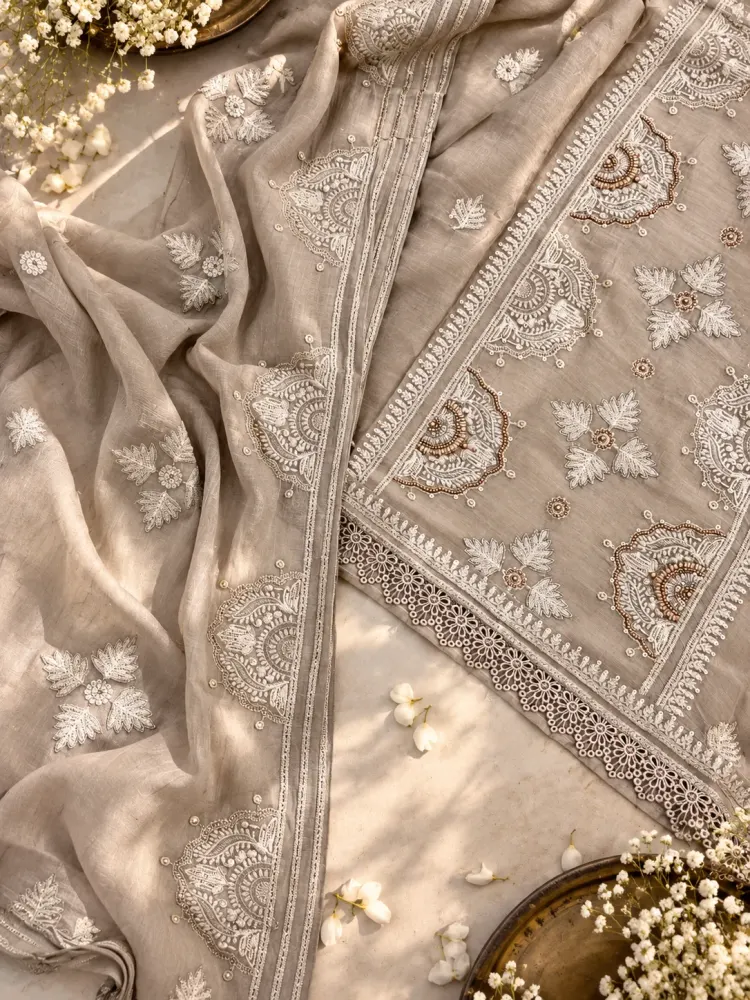 Ethnic Grey Unstitched Suit for Women-1