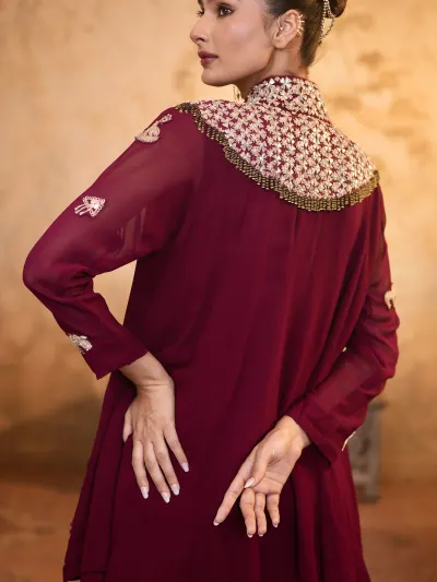 Maroon Party Wear Suit Set-3