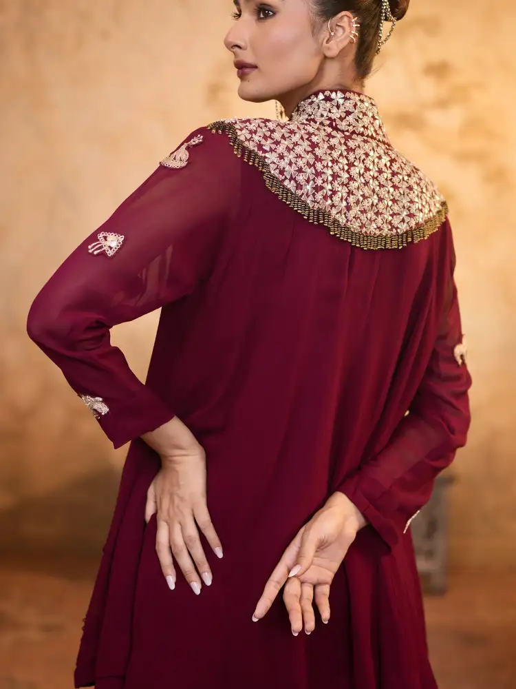 Maroon Kurta Suit Womens thumbnail 3