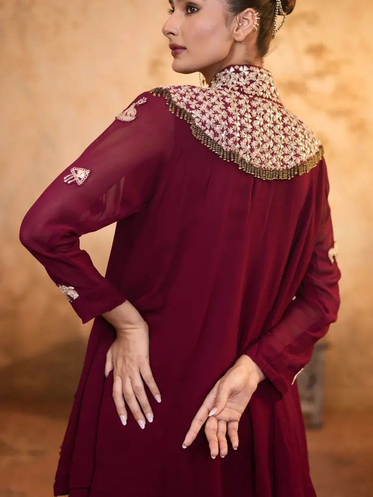 Maroon Party Wear Suit Set-3