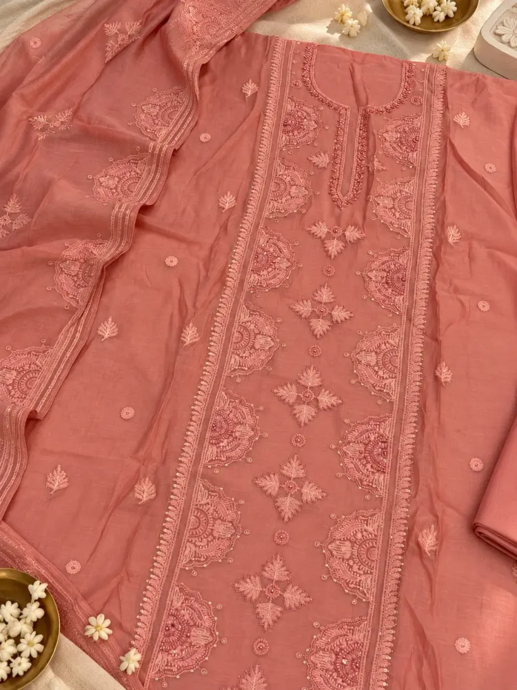 Ethnic Pink Unstitched Suit for Women-2