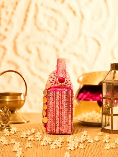 Red Designer Clutch Bag (Ethnic Mini)-1