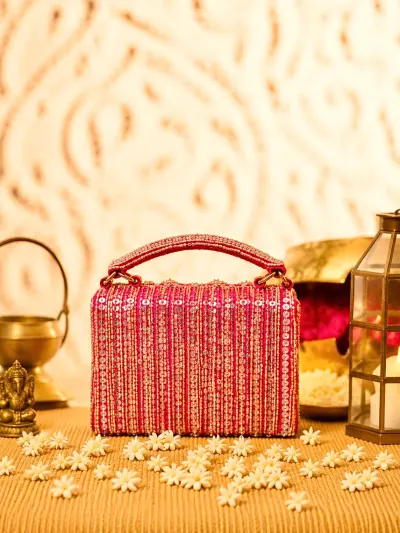 Red Designer Clutch Bag (Ethnic Mini)-2