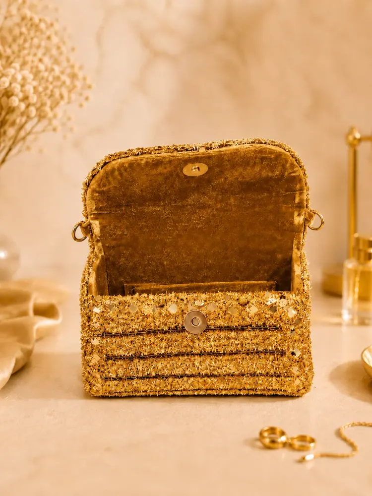 Gold Designer Clutch - Image 4