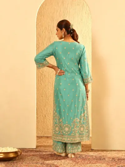 Teal Bridal Kurta Set-2
