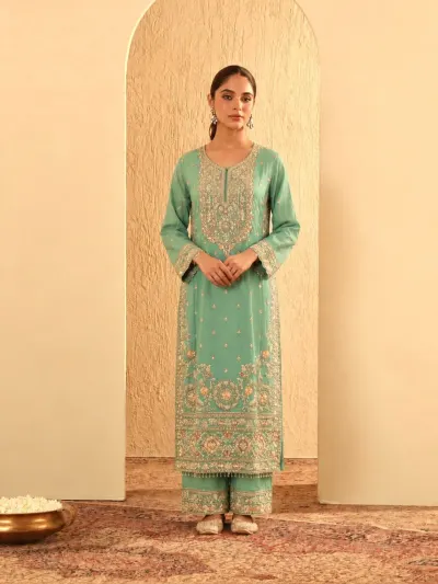 Teal Bridal Kurta Set-3