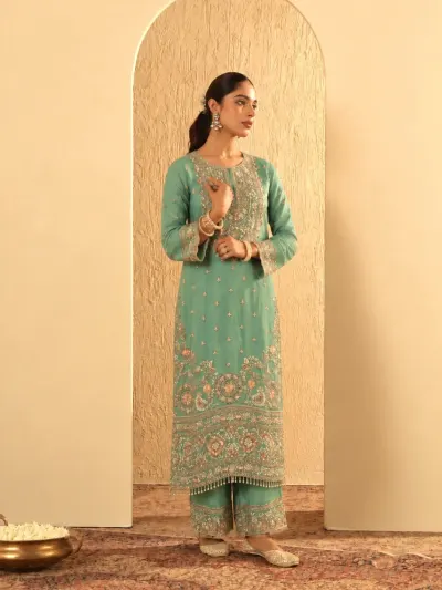 Teal Bridal Kurta Set-4