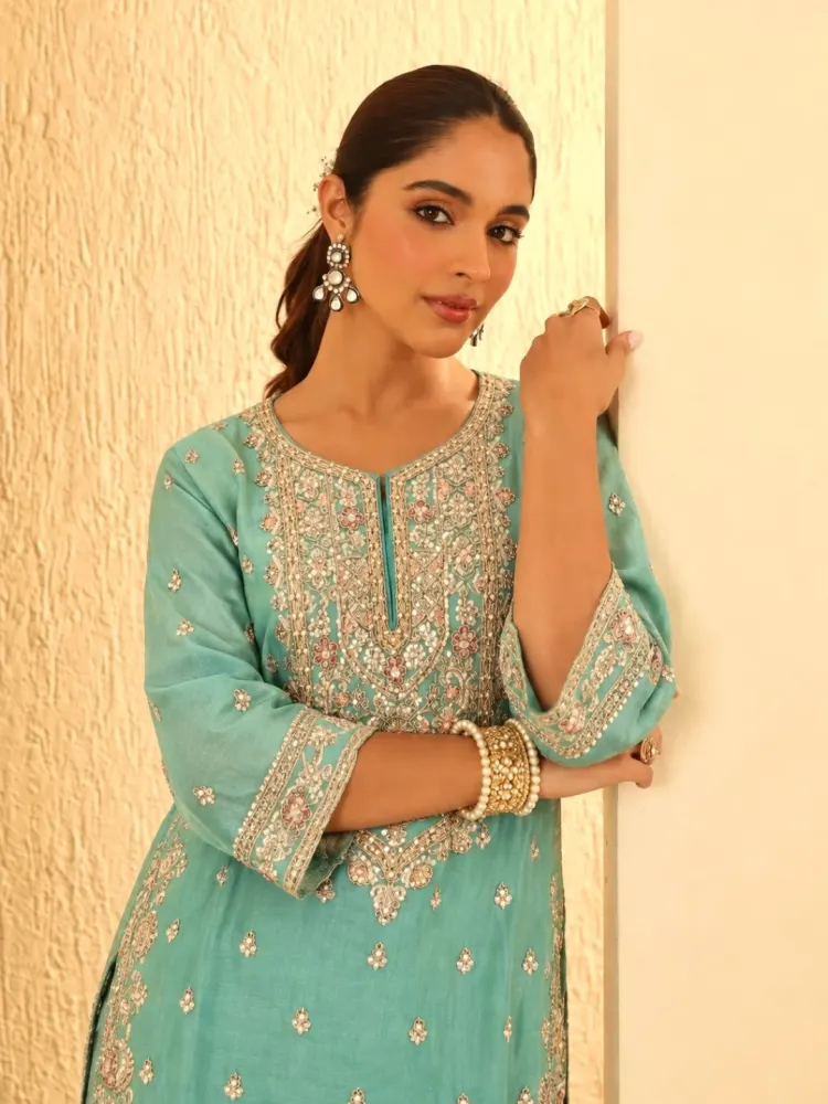 Teal Bridal Kurta Set-1