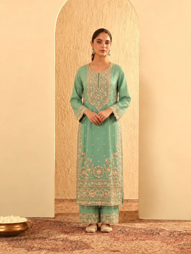 Teal Bridal Kurta Set-3