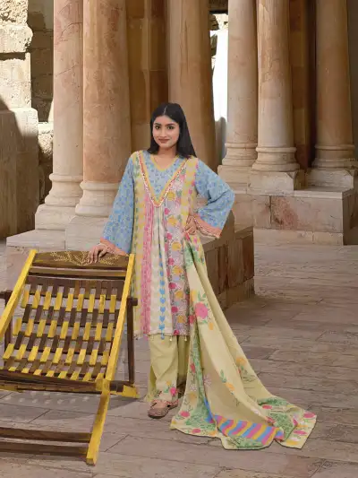 Multicolor Floral Printed A-Line Kurta Pant Set with Dupatta - collection image