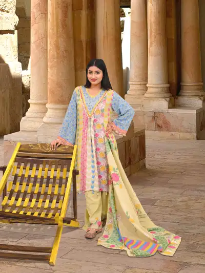 Multicolor Floral Printed A-Line Kurta Pant Set with Dupatta - collection image