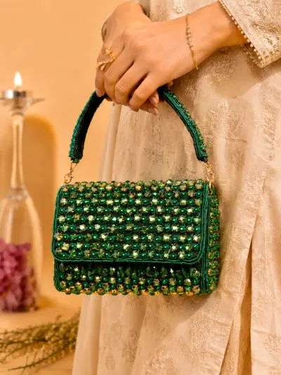 Green Crystal Designer Handbag-3