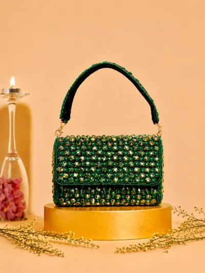Green Crystal Designer Handbag-0