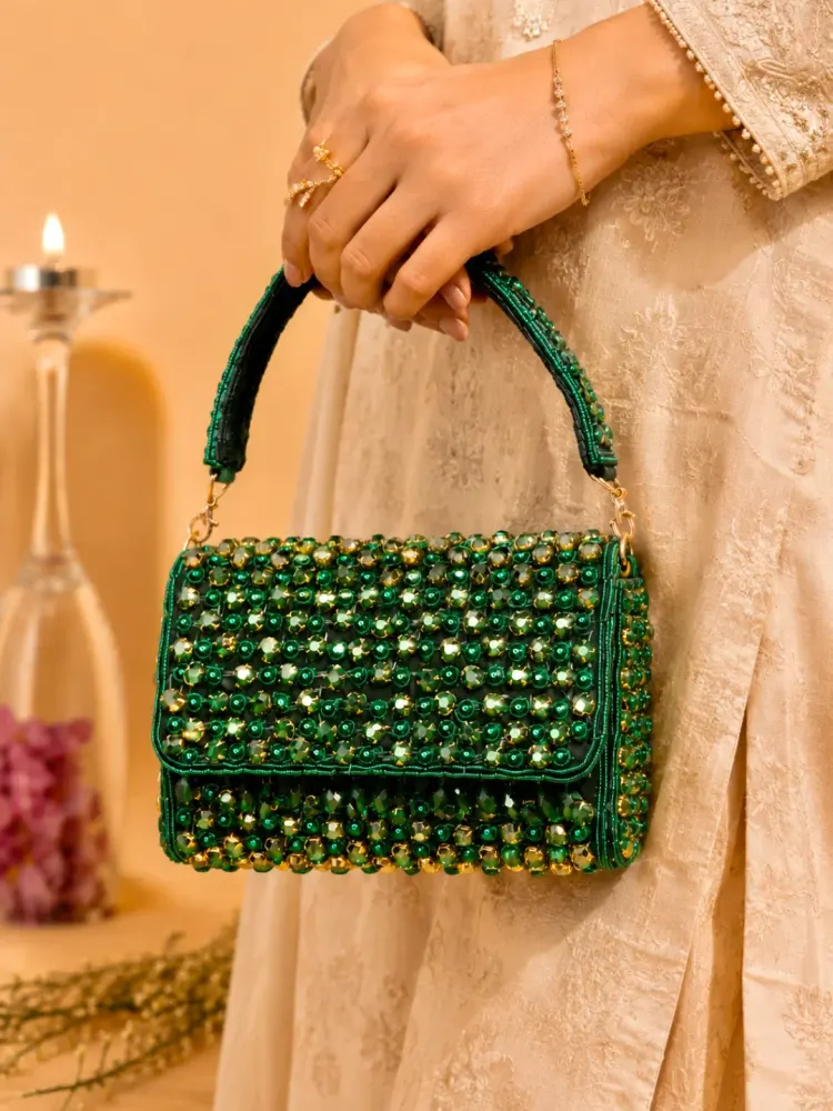 Green Crystal Designer Handbag-3