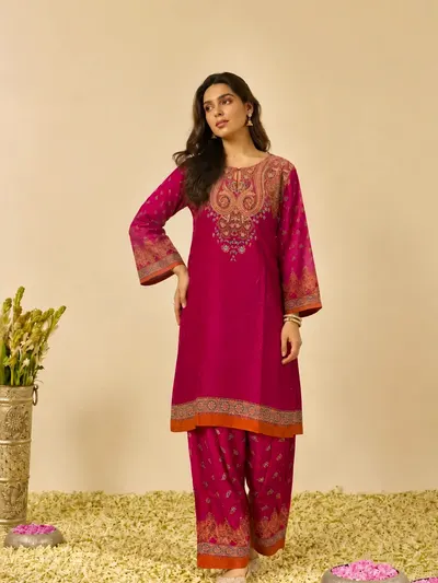 Maroon Printed Farshi Salwar Co-ord Set-1