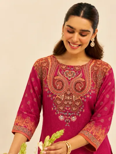 Maroon Printed Farshi Salwar Co-ord Set-1