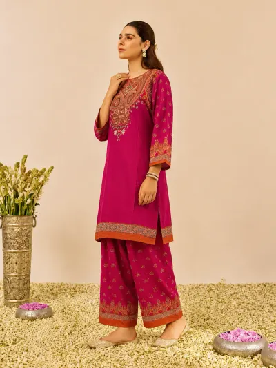 Maroon Printed Farshi Salwar Co-ord Set-2