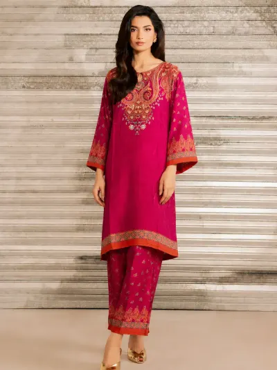 Maroon Printed Farshi Salwar Co-ord Set-0