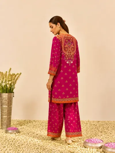 Maroon Printed Farshi Salwar Co-ord Set-0