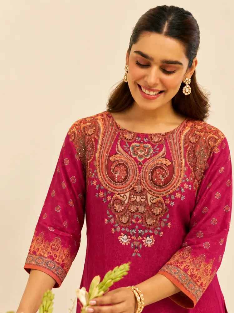 Maroon Printed Farshi Salwar Co-ord Set-2