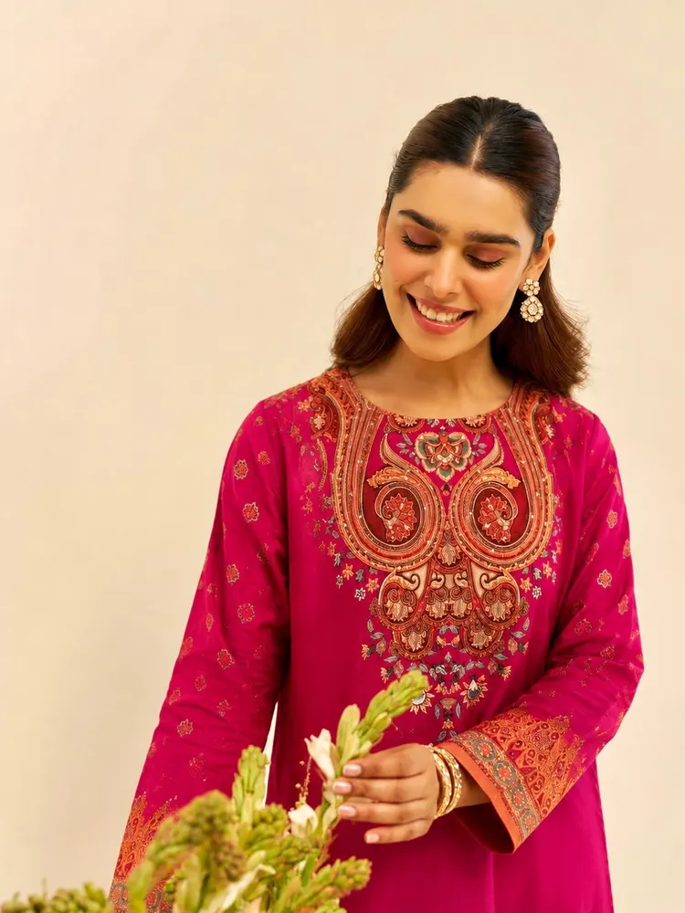 Maroon Printed Farshi Salwar Co-ord Set-2