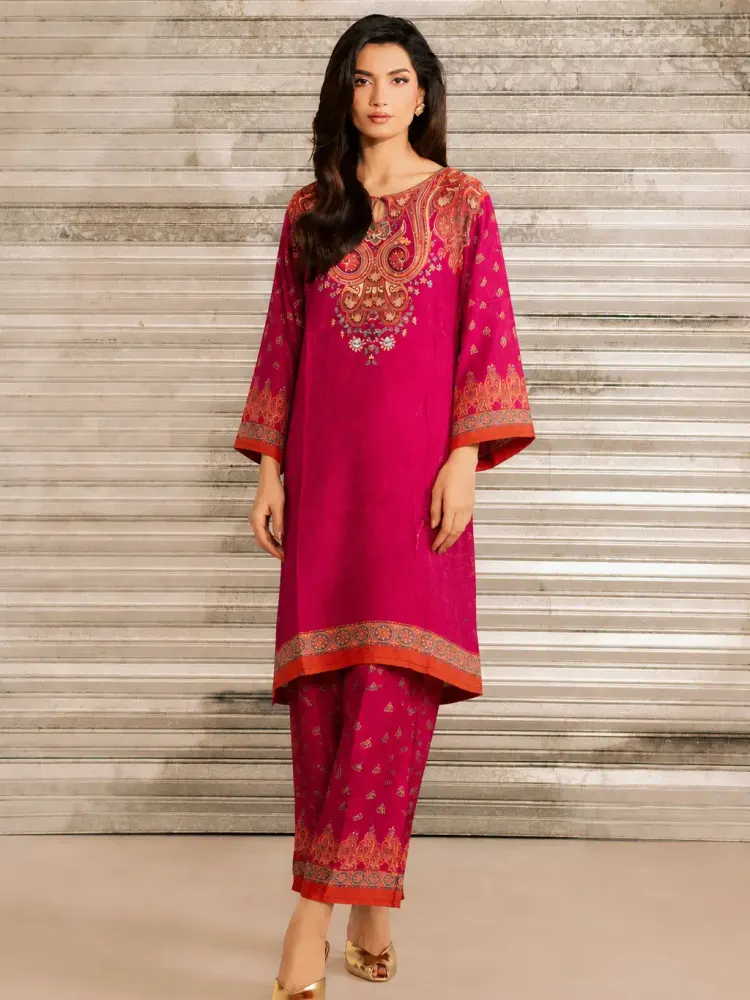 Maroon Printed Farshi Salwar Co-ord Set-0