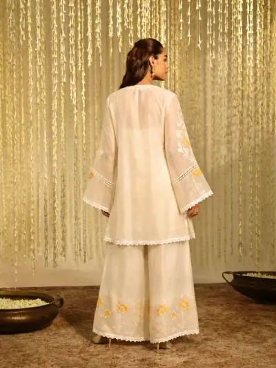 White Floral Mul Cotton Suit-2