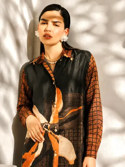 Black Printed Coordset For Women-1